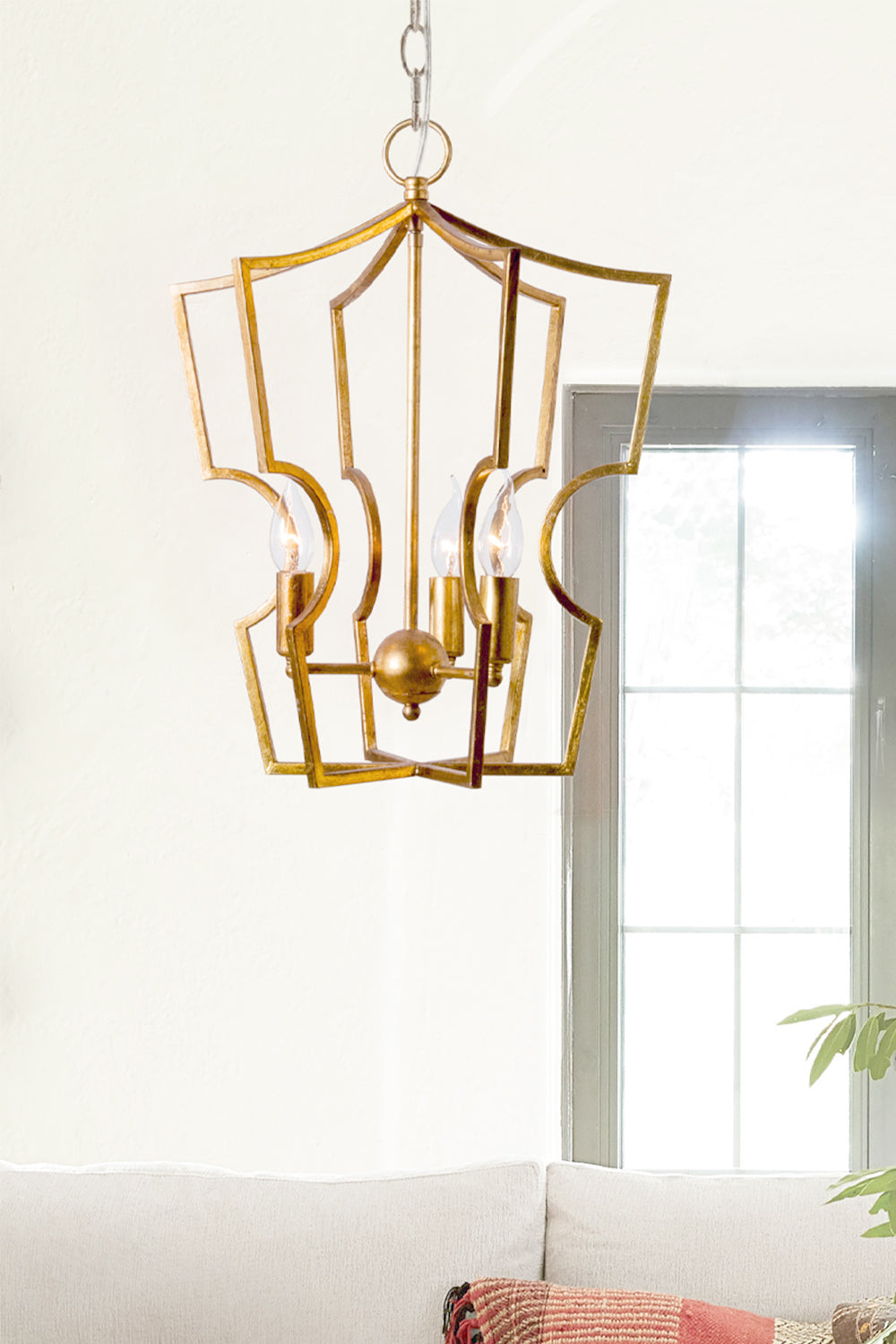 Golden Frame Lantern Chandelier