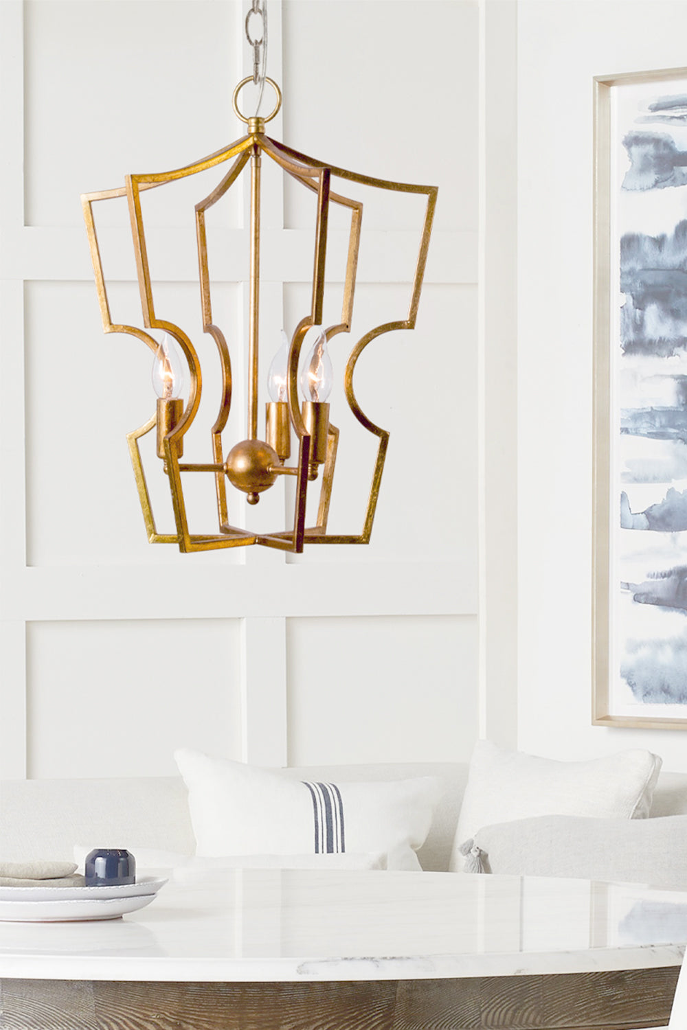 Golden Frame Lantern Chandelier
