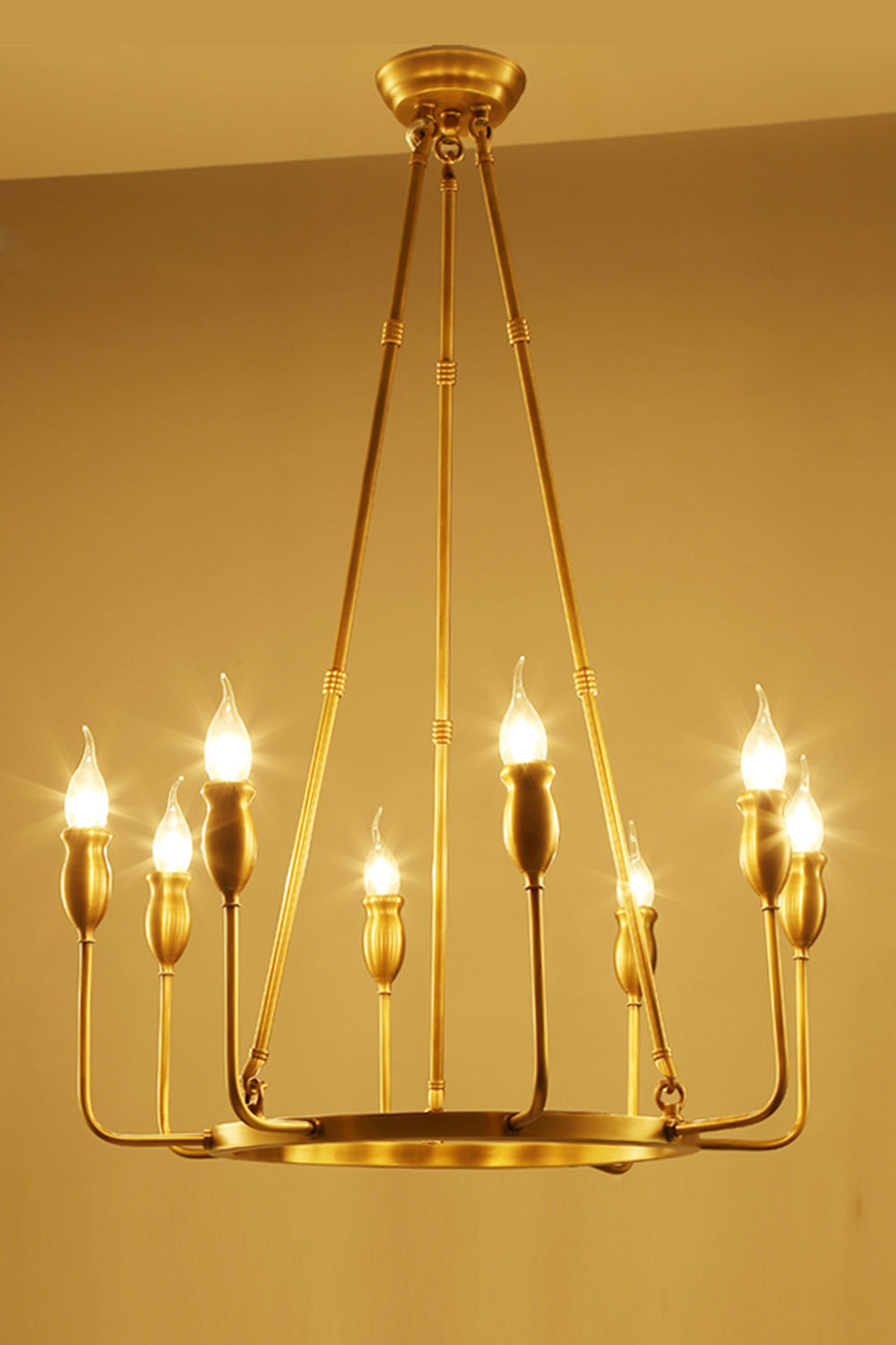 Golden Ring Candle-Arm Chandelier