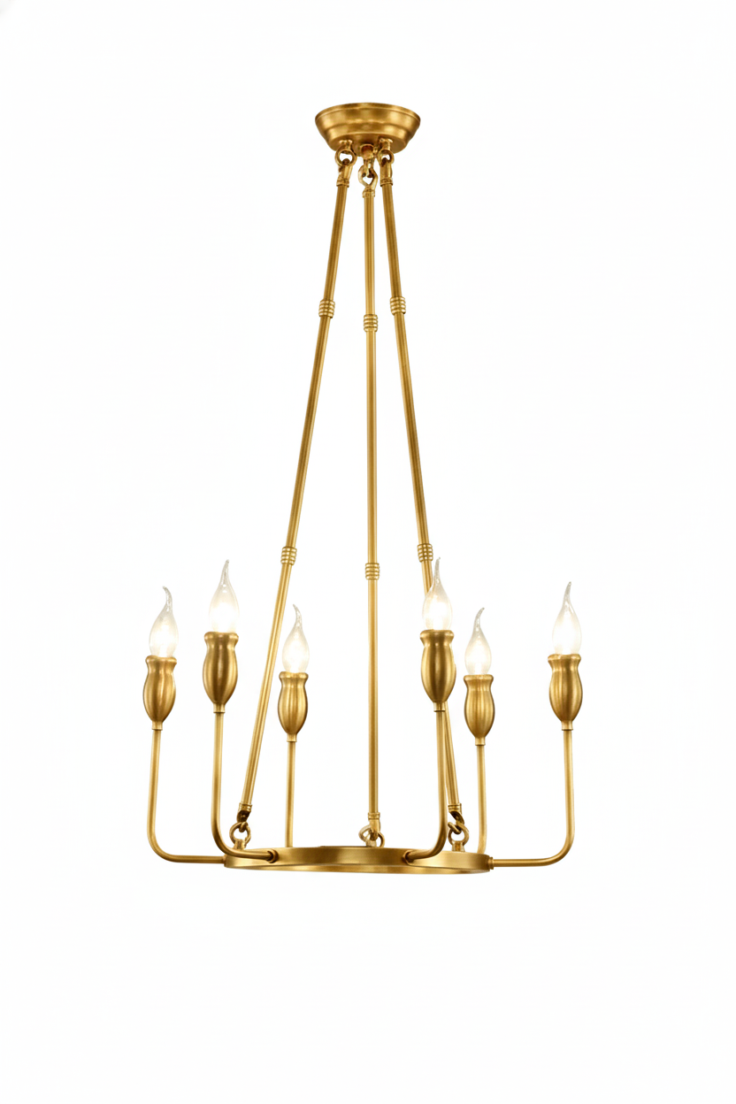 Golden Ring Candle-Arm Chandelier