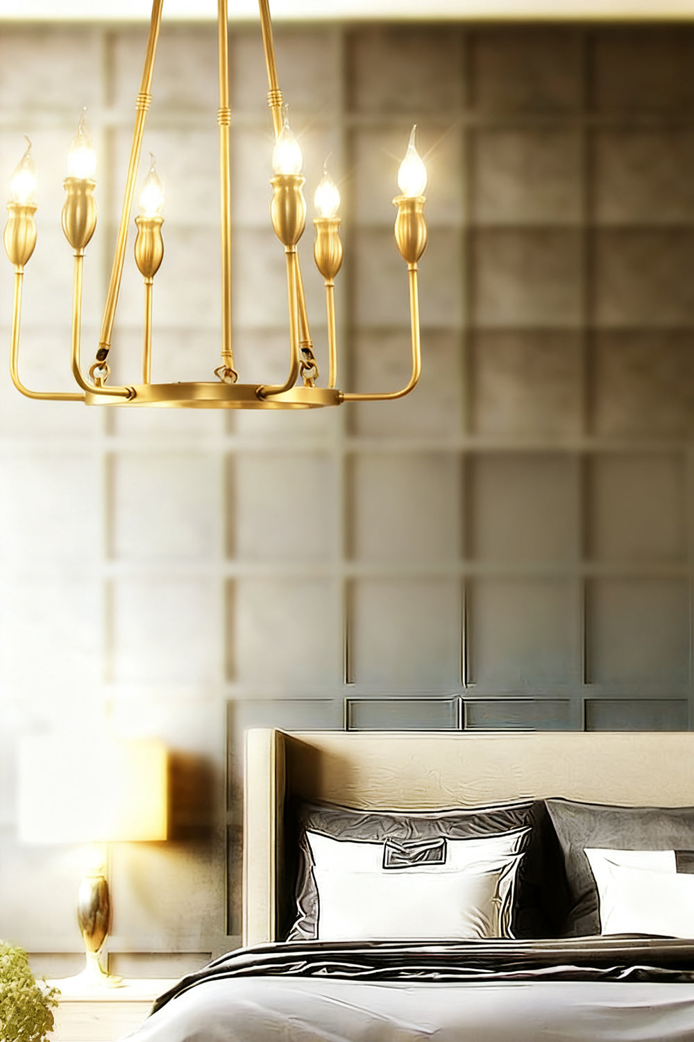 Golden Ring Candle-Arm Chandelier