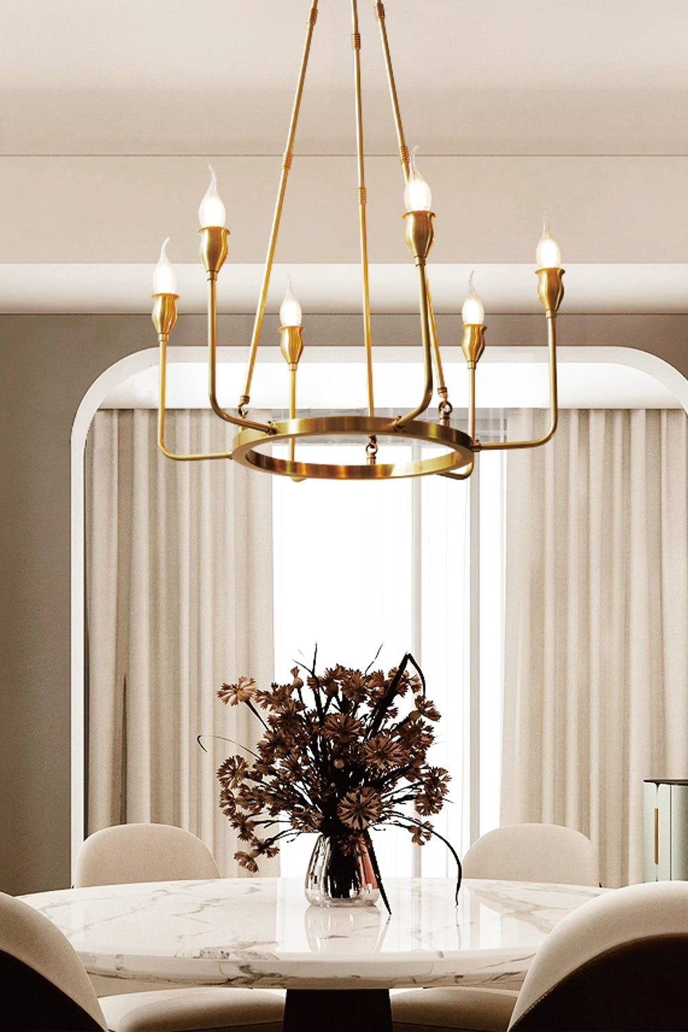 Golden Ring Candle-Arm Chandelier