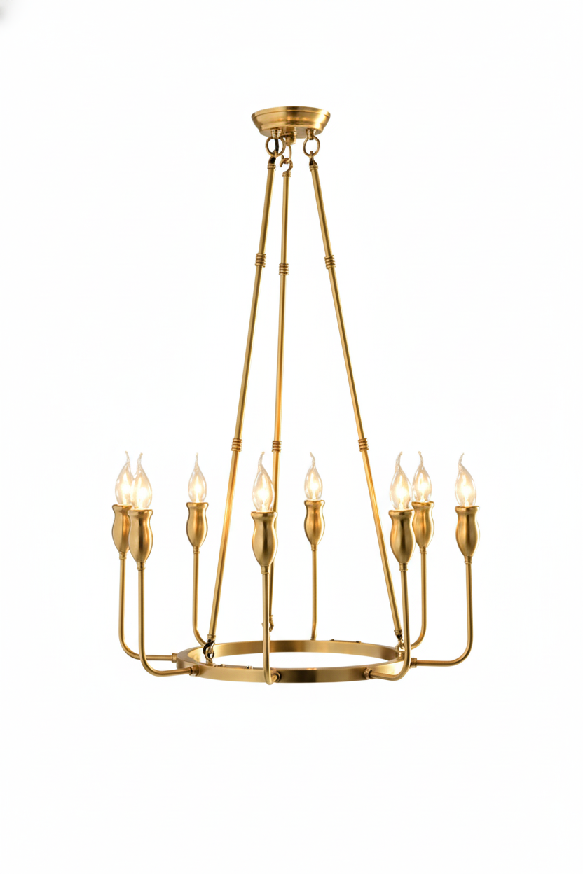 Golden Ring Candle-Arm Chandelier