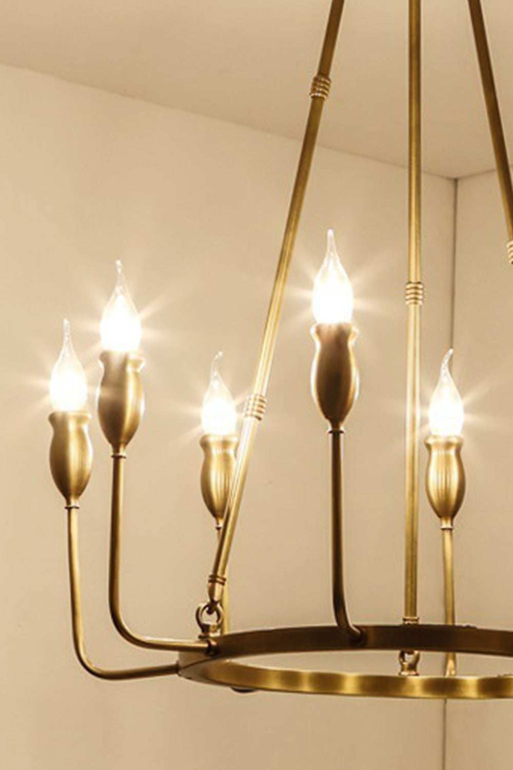 Golden Ring Candle-Arm Chandelier
