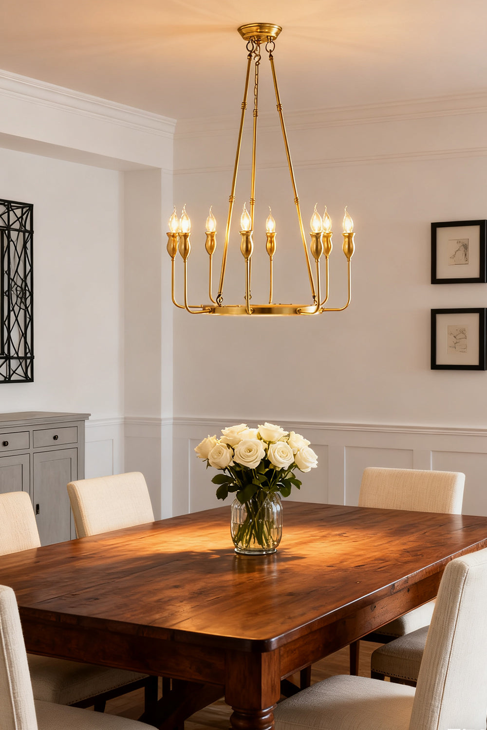 Golden Ring Candle-Arm Chandelier