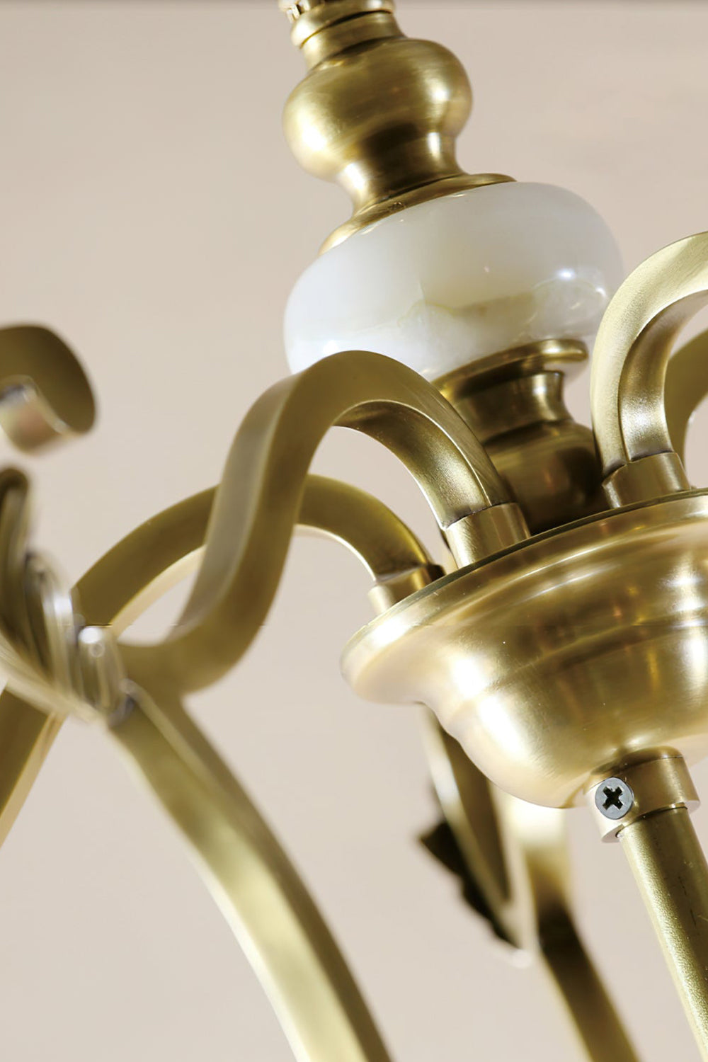 Golden Scroll-Lantern Chandelier