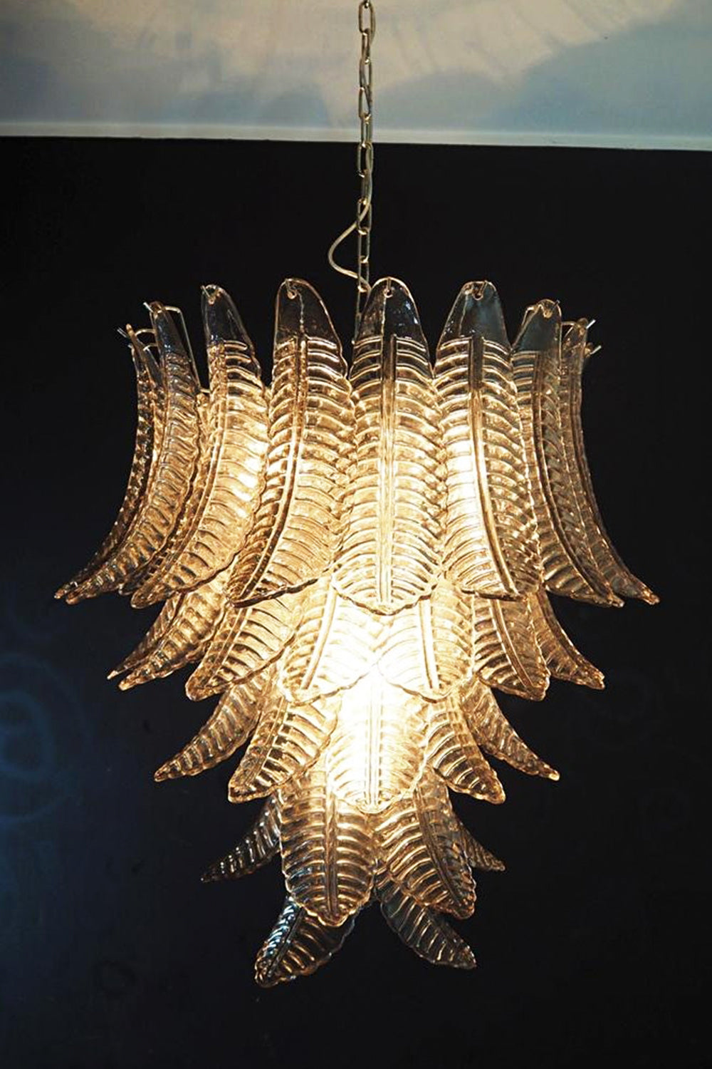 Gray Murano Leaf Chandelier