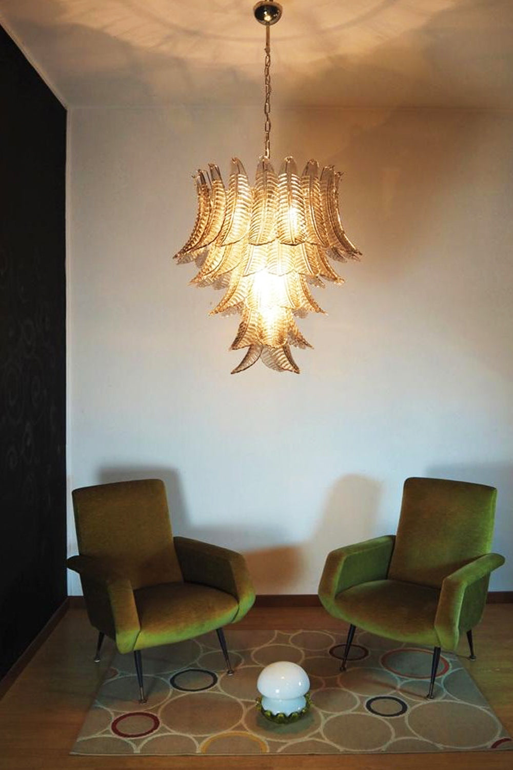 Gray Murano Leaf Chandelier