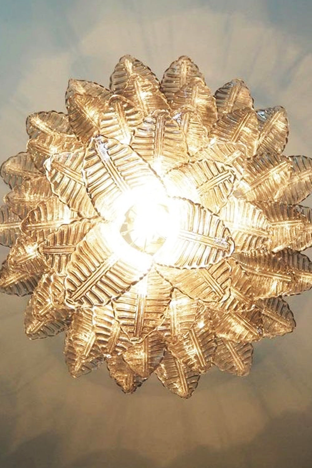 Gray Murano Leaf Chandelier