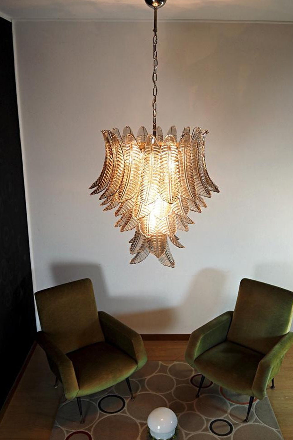 Gray Murano Leaf Chandelier