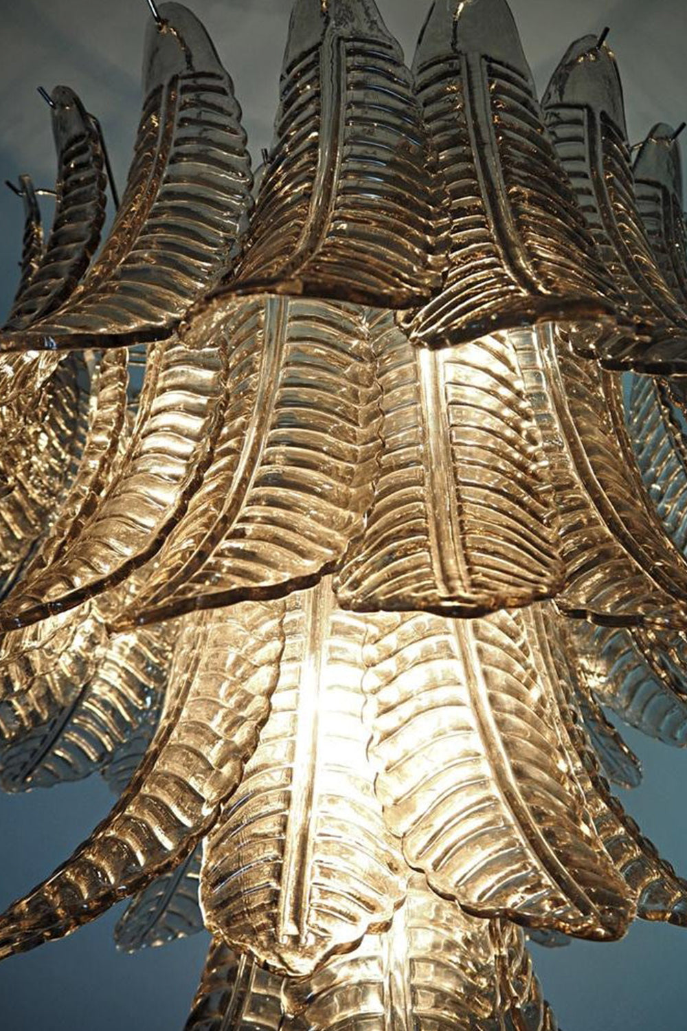 Gray Murano Leaf Chandelier