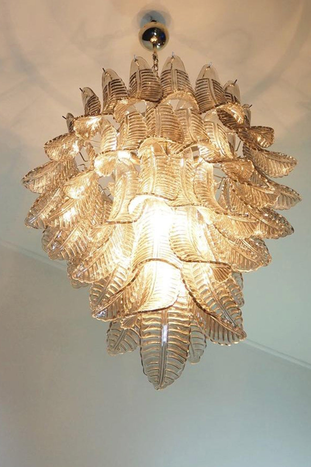 Gray Murano Leaf Chandelier
