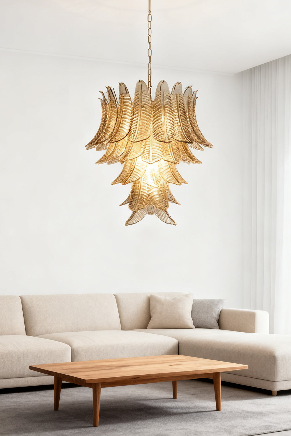 Gray Murano Leaf Chandelier