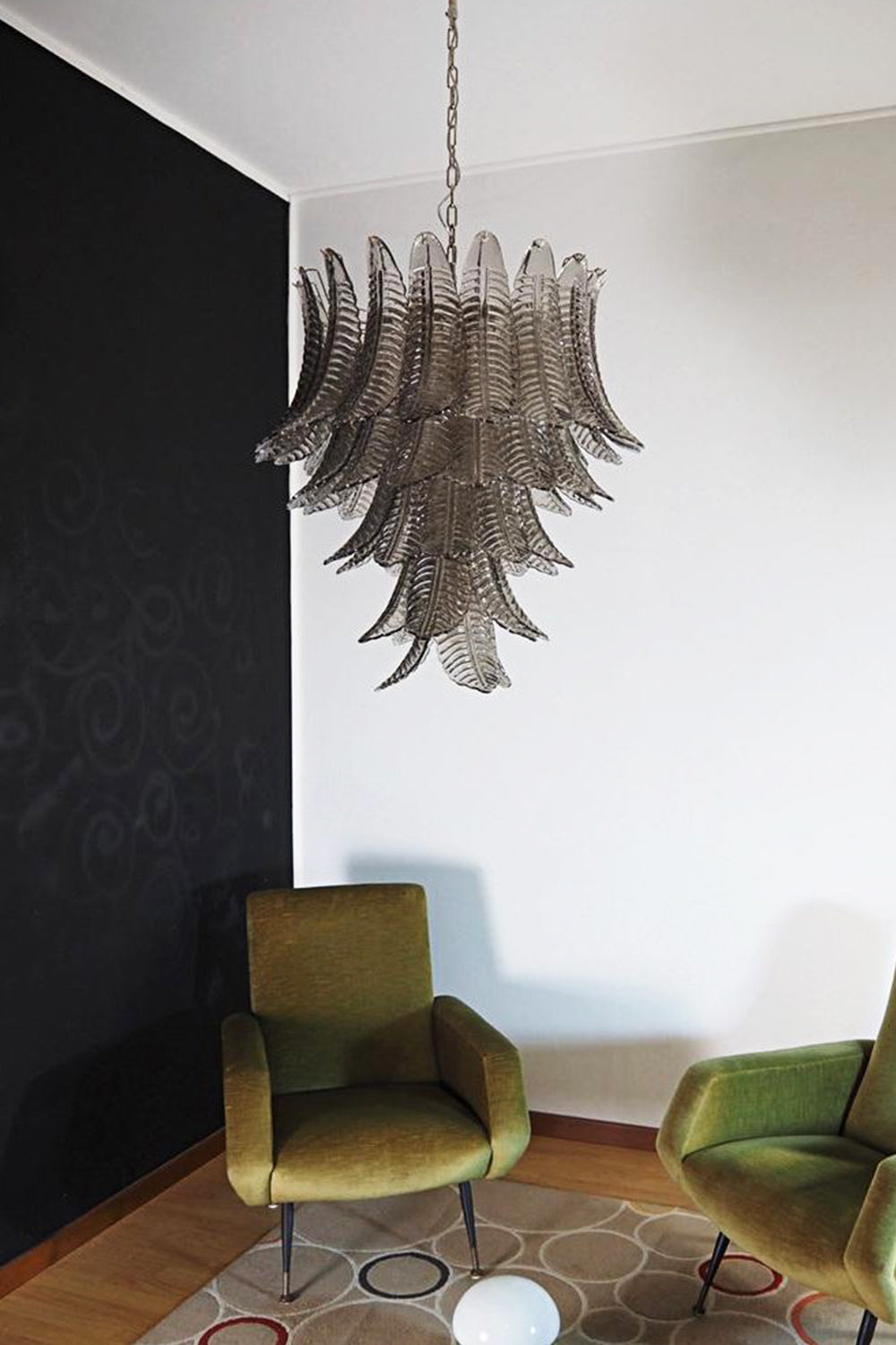 Gray Murano Leaf Chandelier