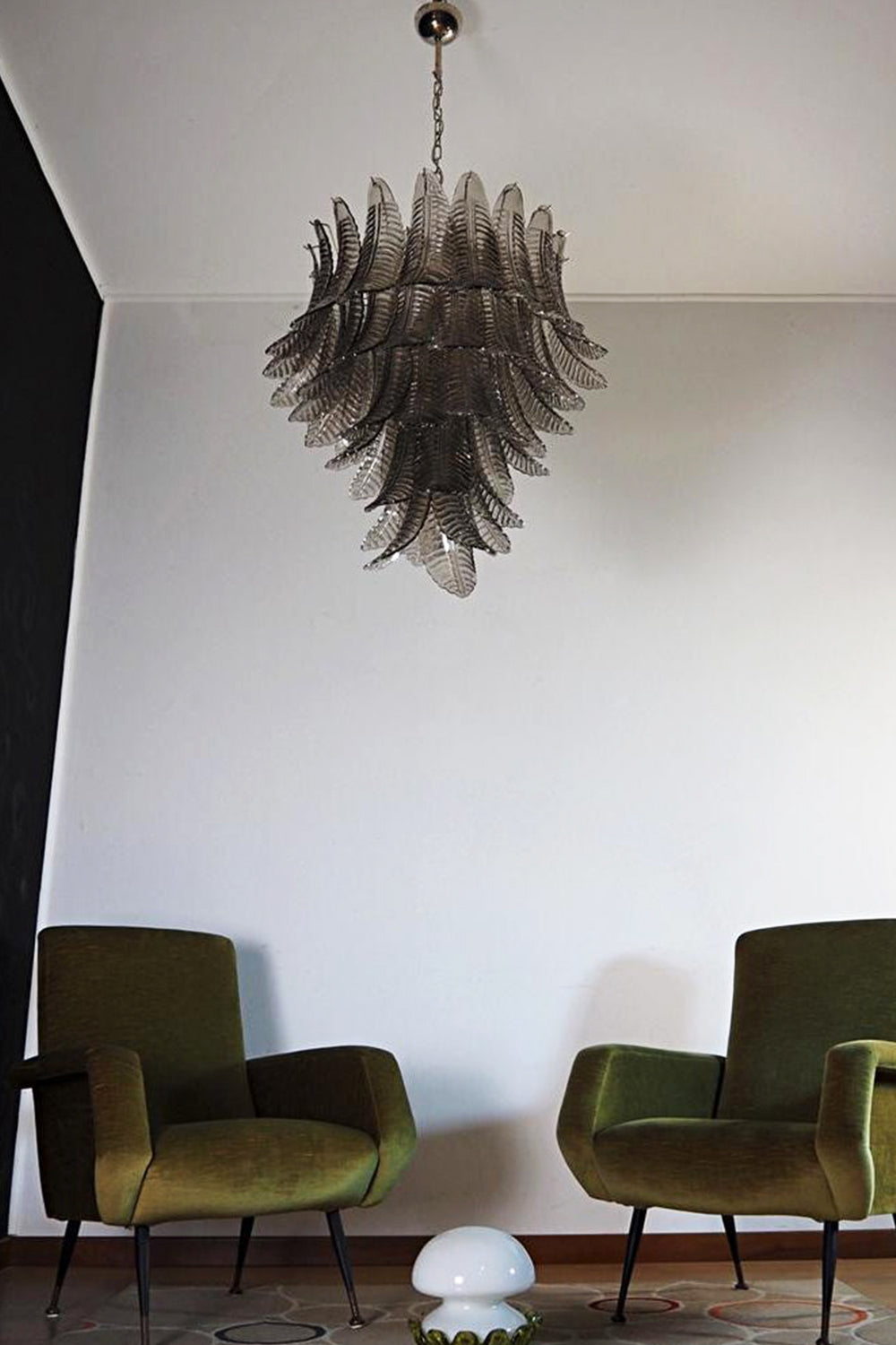 Gray Murano Leaf Chandelier