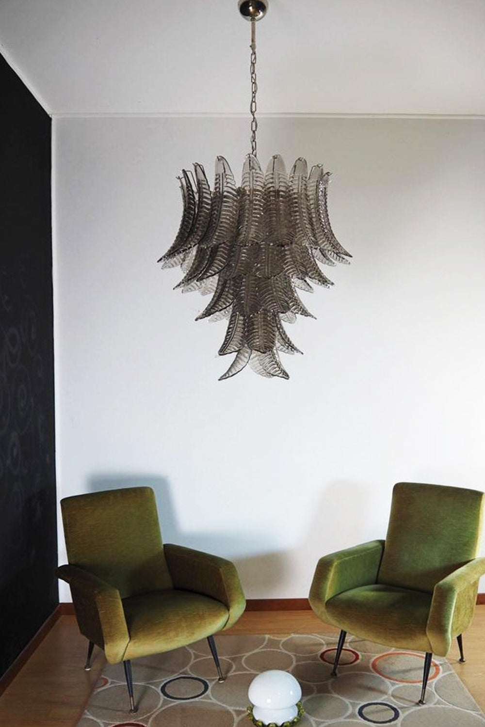 Gray Murano Leaf Chandelier