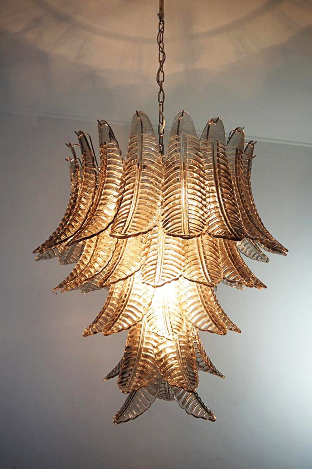 Gray Murano Leaf Chandelier
