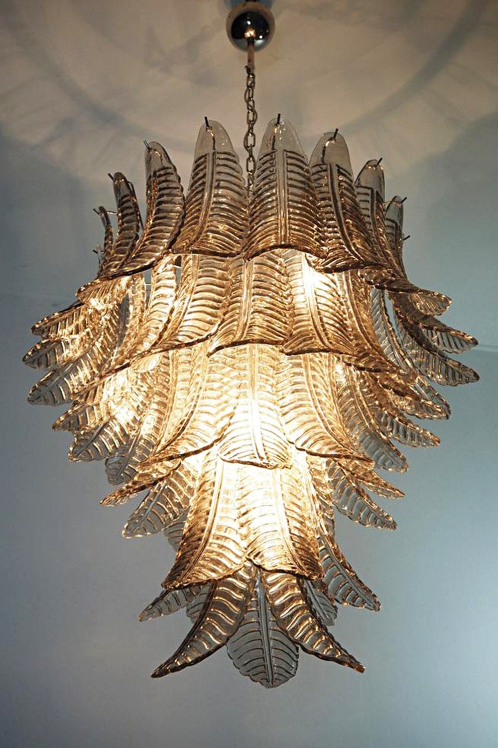 Gray Murano Leaf Chandelier
