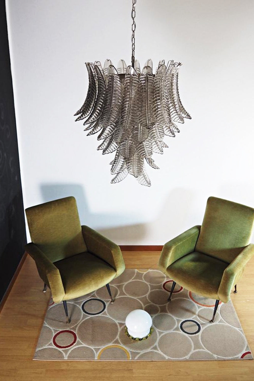 Gray Murano Leaf Chandelier