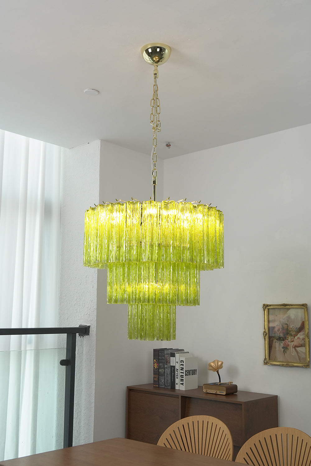 Green Glacier Tier Chandelier for Dining Room | Samu Lamp