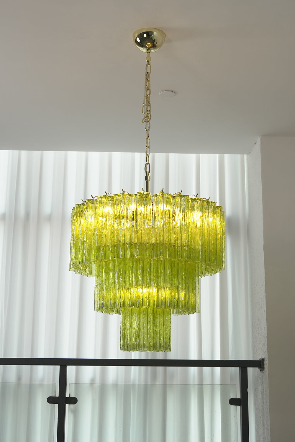 Green Glacier Tier Chandelier | detail | Samu Lamp