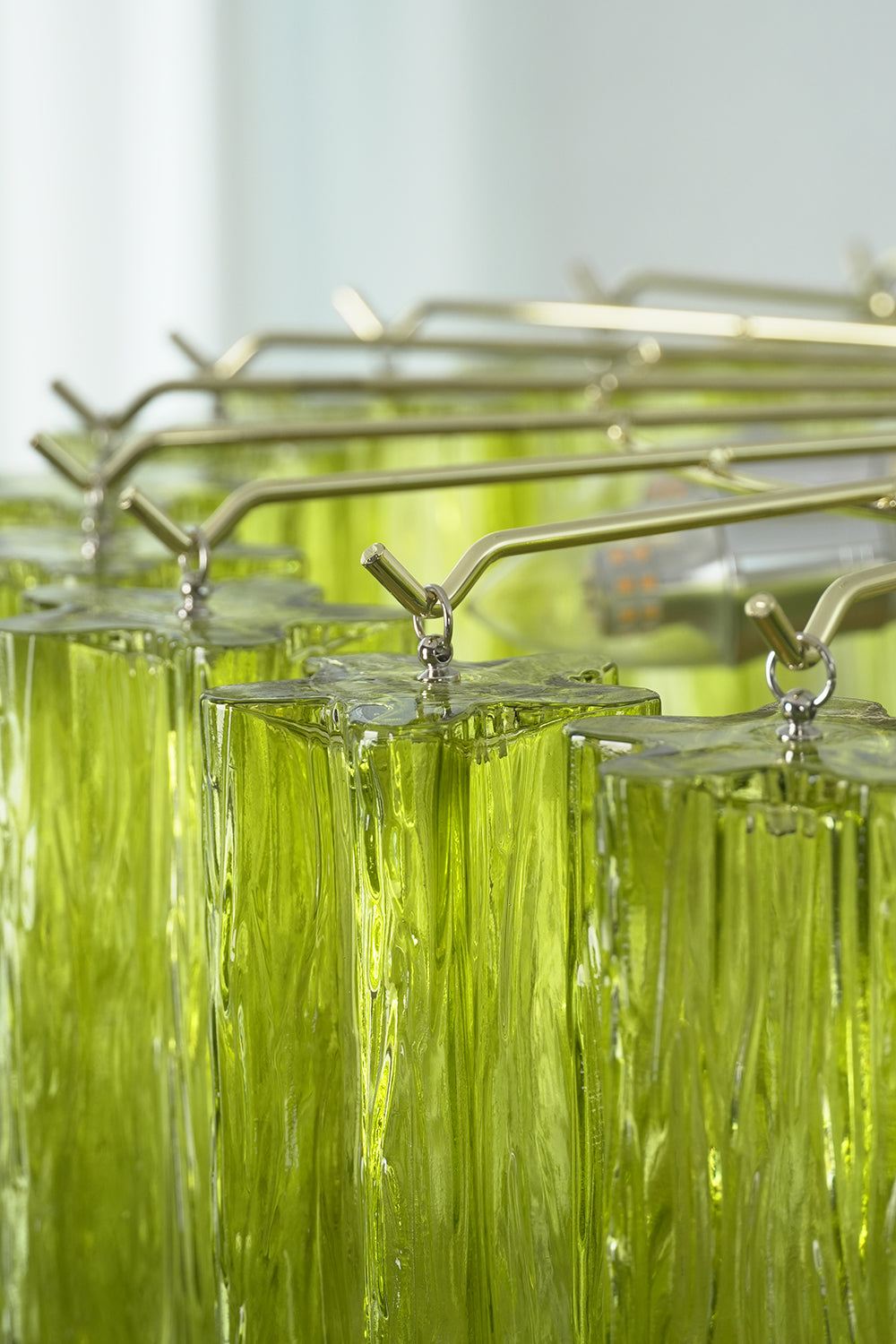 Green Glacier Tier Chandelier |Glass detail | Samu Lamp