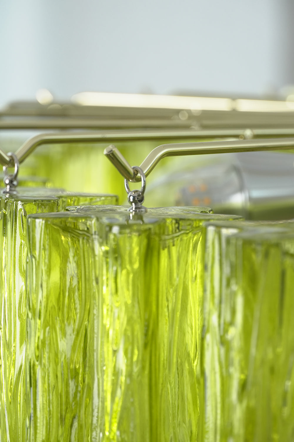 Green Glacier Tier Chandelier |Glass detail | Samu Lamp