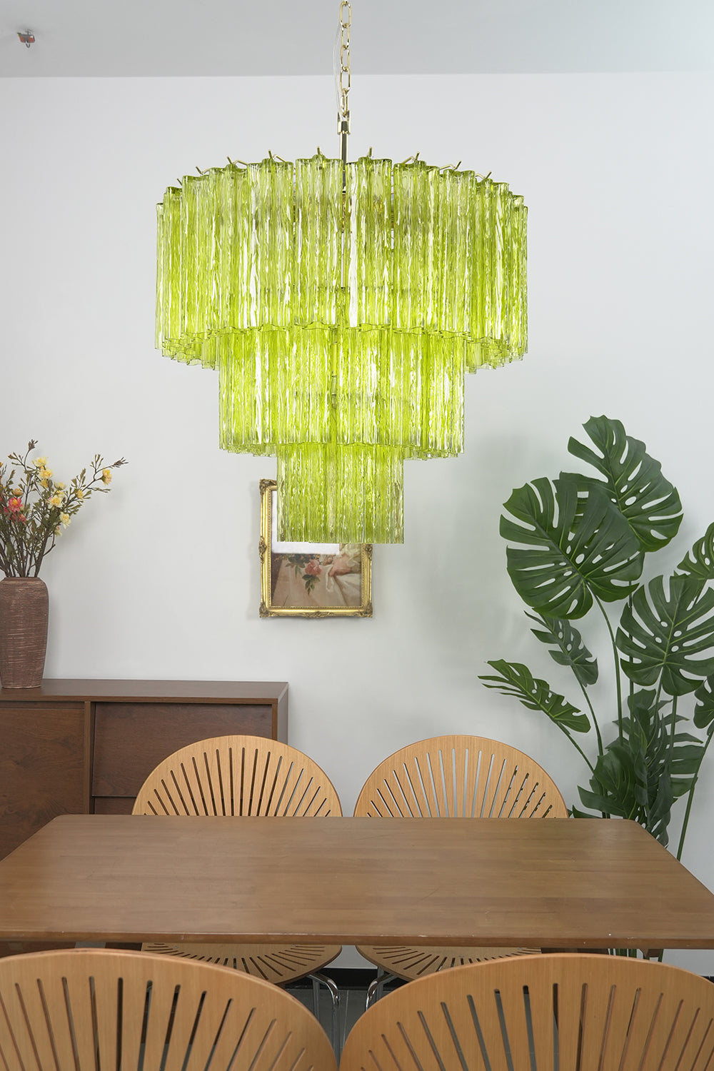 Green Glacier Tier Chandelier for Dining Room | Samu Lamp