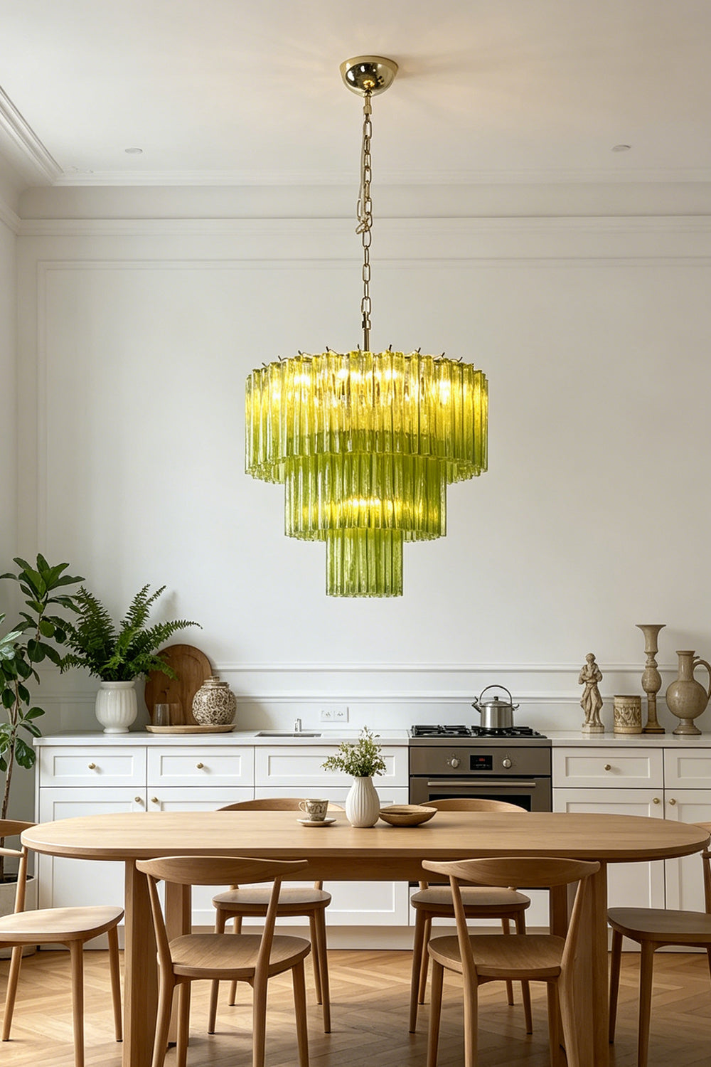 Green Glacier Tier Chandelier for Restaurant | Samu Lamp