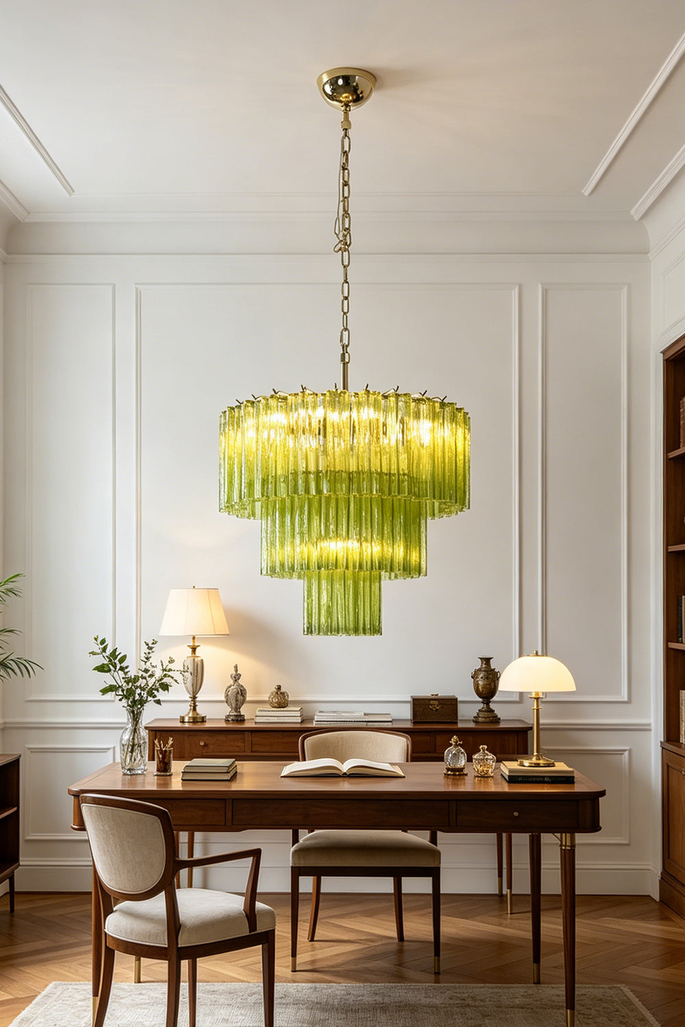 Green Glacier Tier Chandelier for Den/Study | Samu Lamp