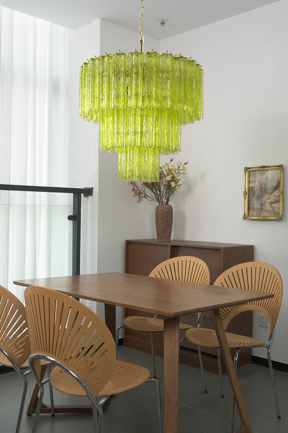 Green Glacier Tier Chandelier for Dining Room | Samu Lamp