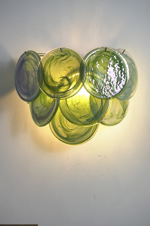 Green Murano Glass Discs Wall Lamp