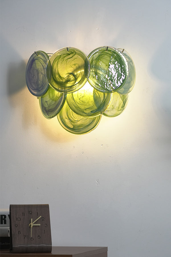 Green Murano Glass Discs Wall Lamp