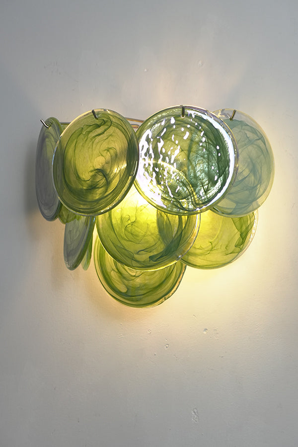 Green Murano Glass Discs Wall Lamp