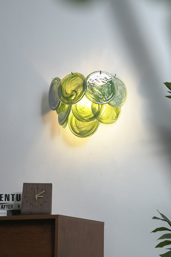 Green Murano Glass Discs Wall Lamp