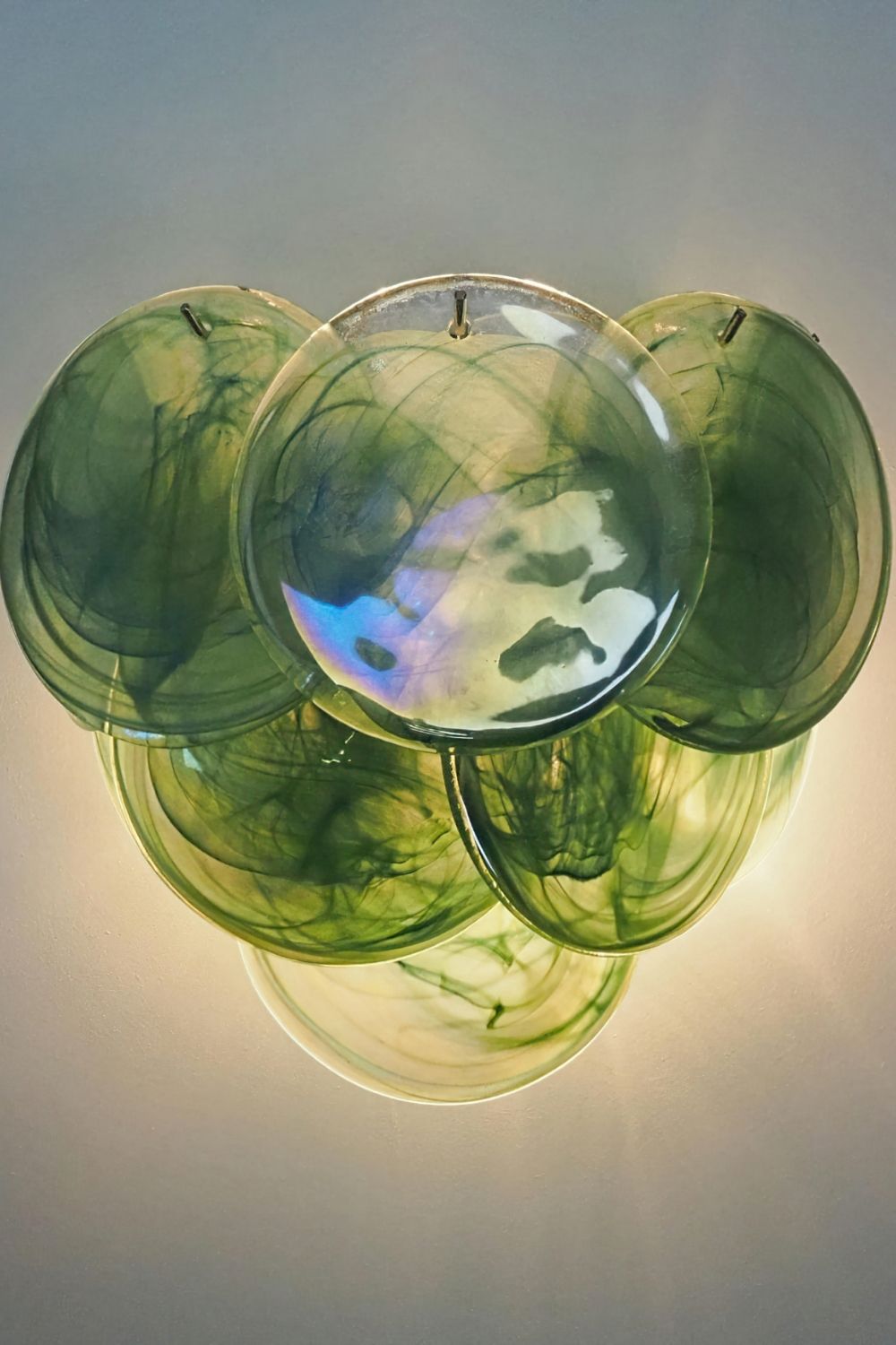 Green Murano Glass Discs Wall Lamp