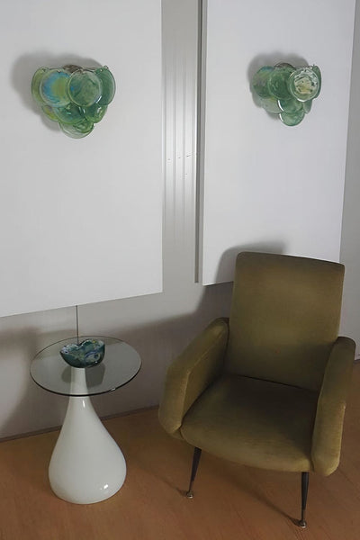 Green Murano Glass Discs Wall Lamp