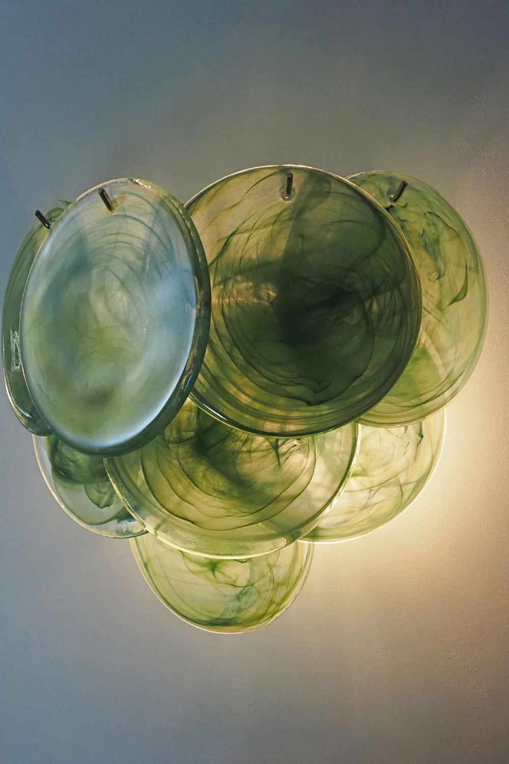 Green Murano Glass Discs Wall Lamp