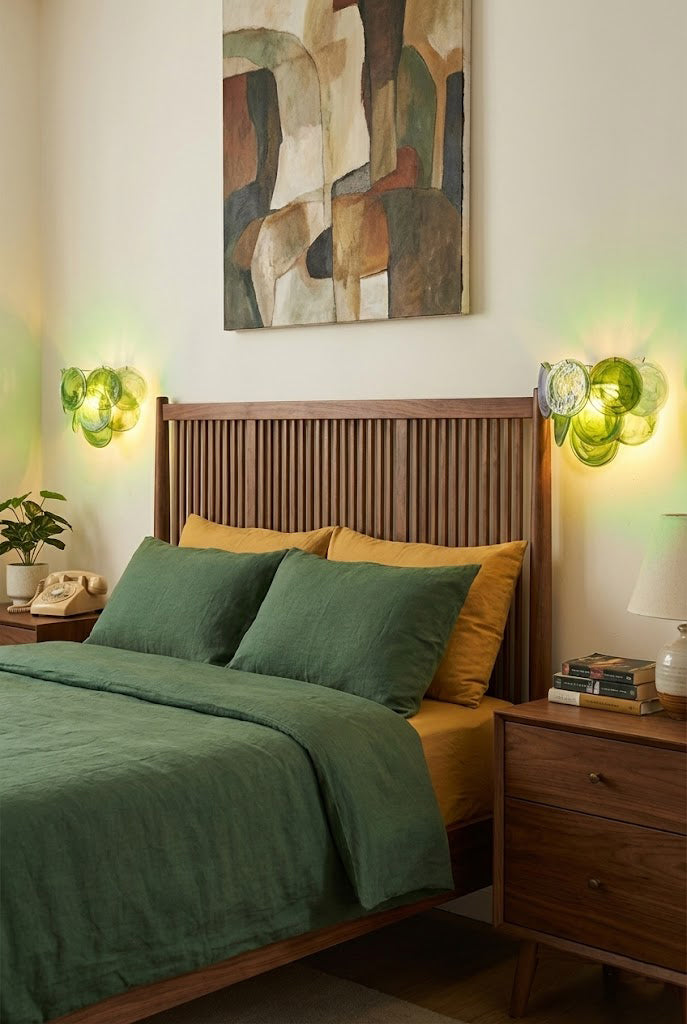 Green Murano Glass Discs Wall Lamp