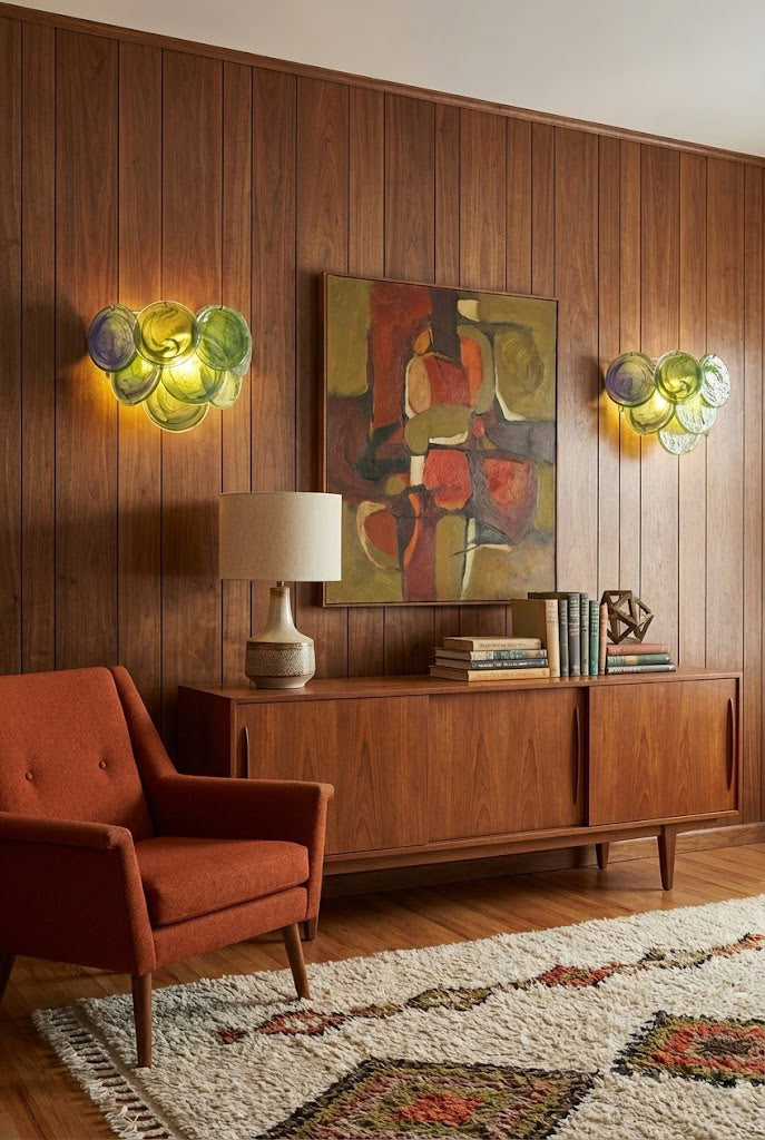 Green Murano Glass Discs Wall Lamp