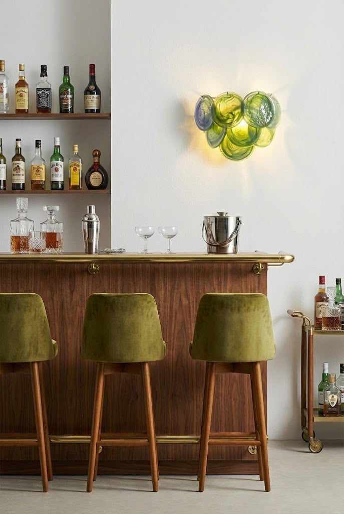 Green Murano Glass Discs Wall Lamp