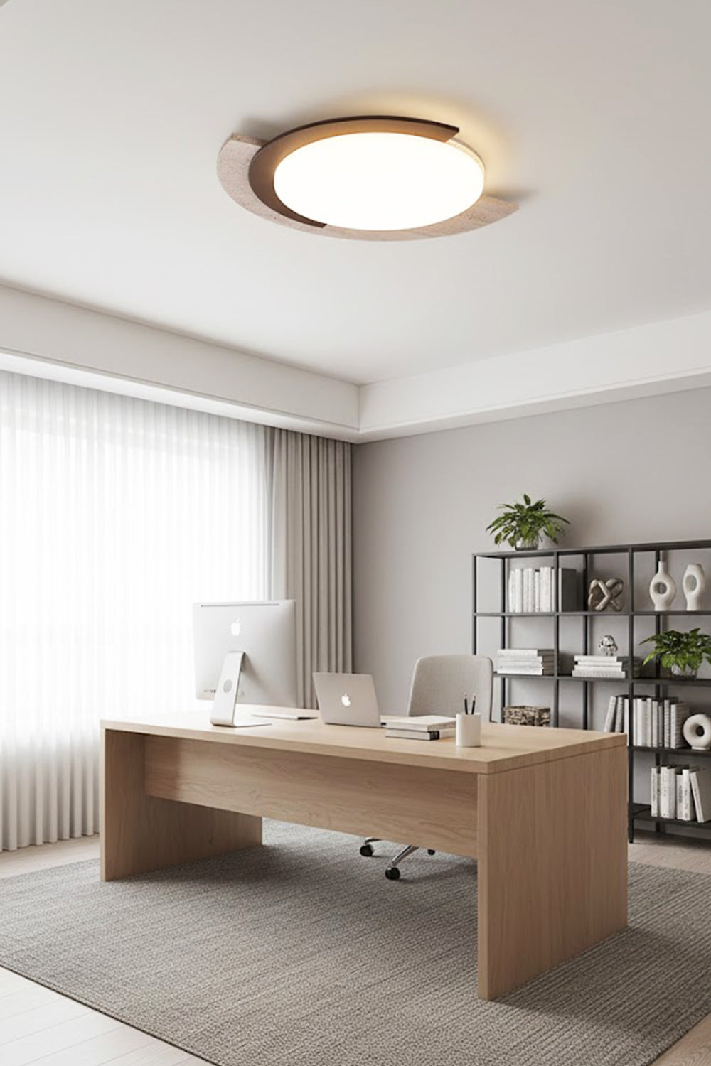 Halo Travertine Ceiling Light