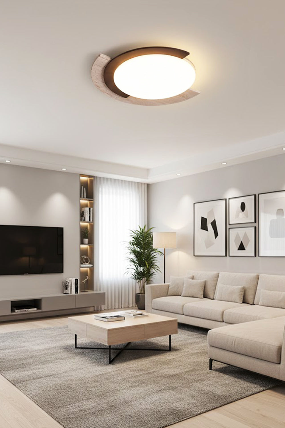 Halo Travertine Ceiling Light