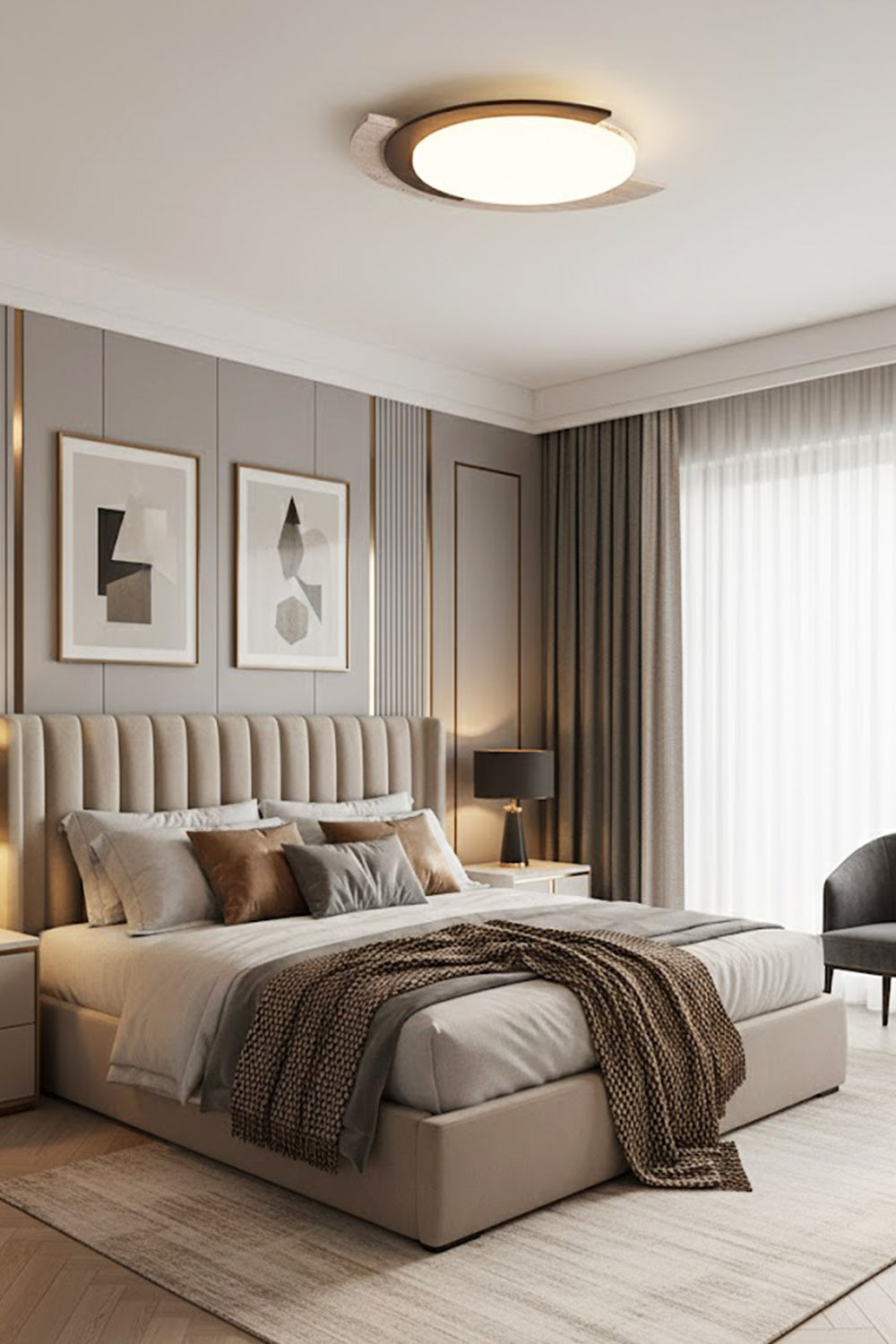 Halo Travertine Ceiling Light