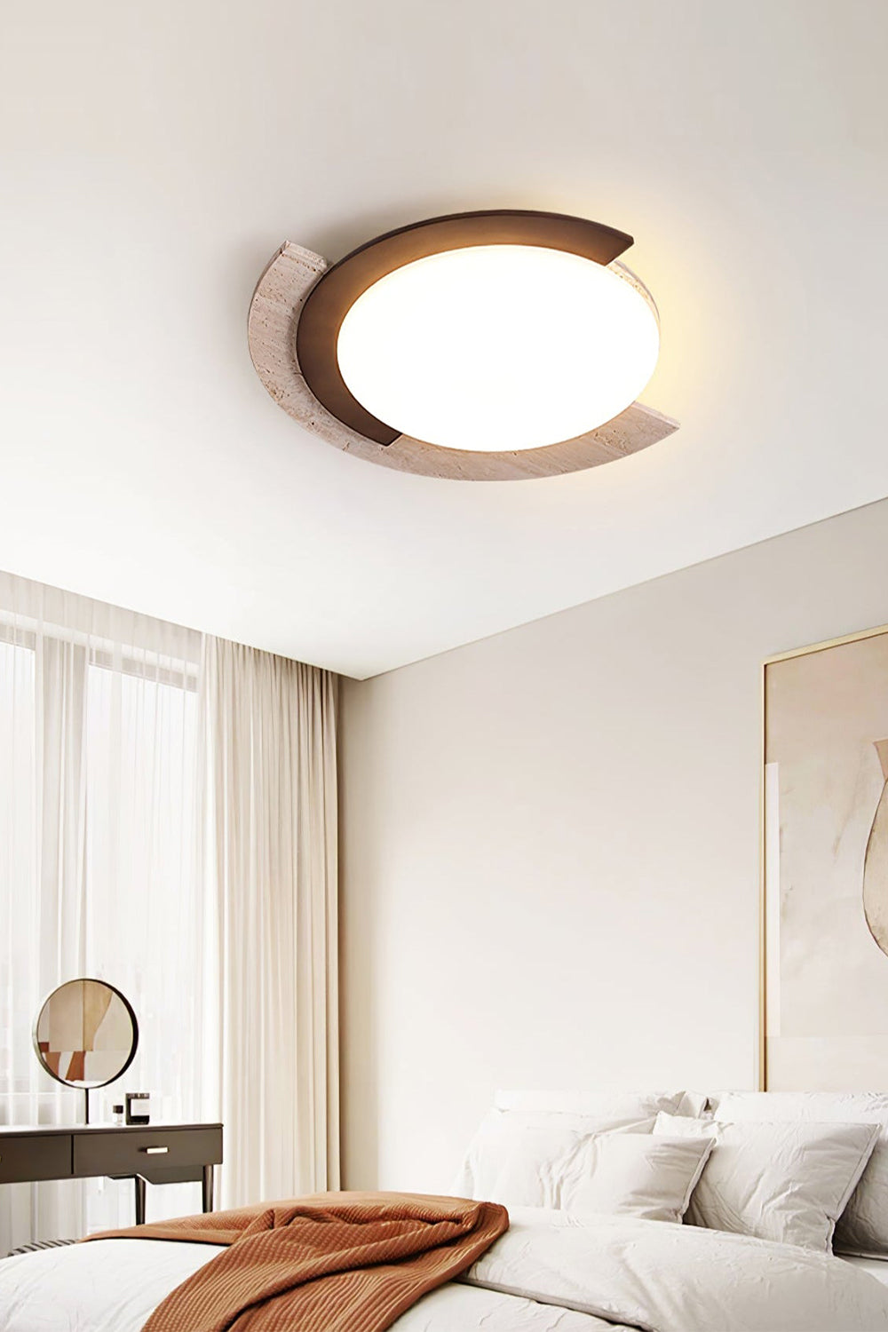 Halo Travertine Ceiling Light