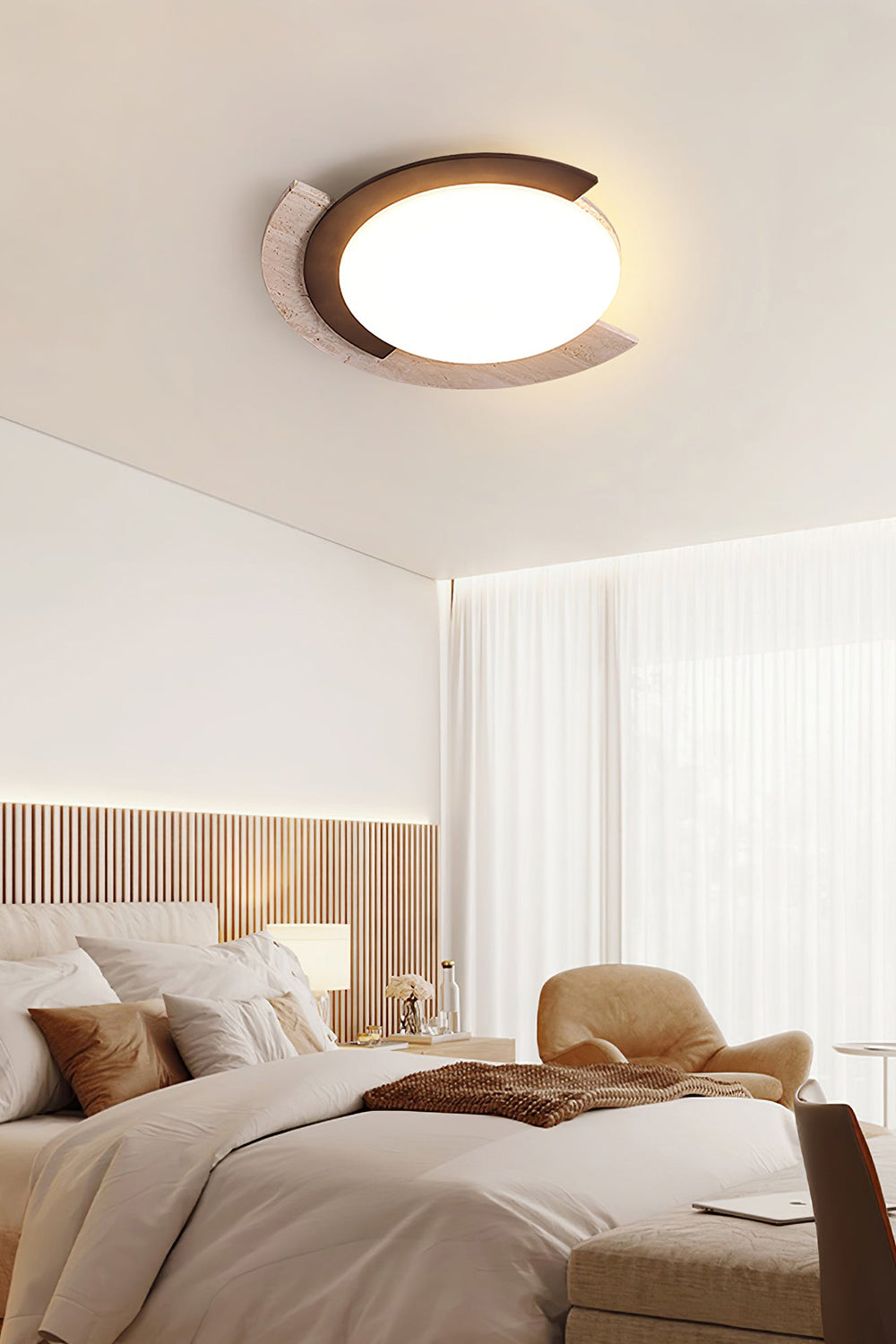 Halo Travertine Ceiling Light