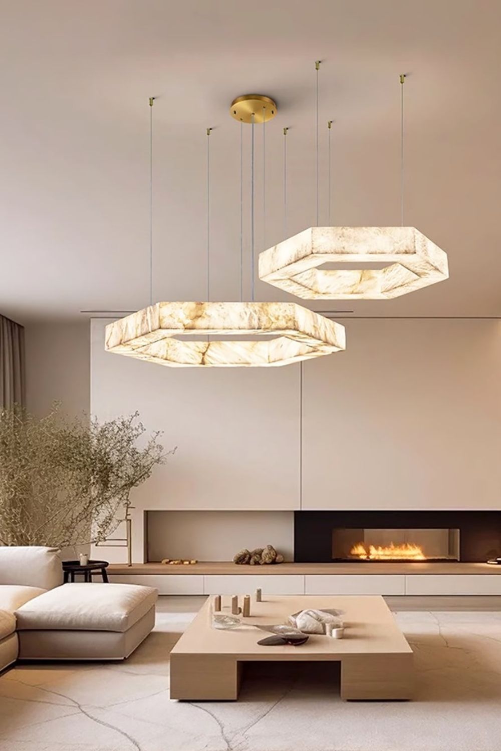 Hexagonal Alabaster Chandelier