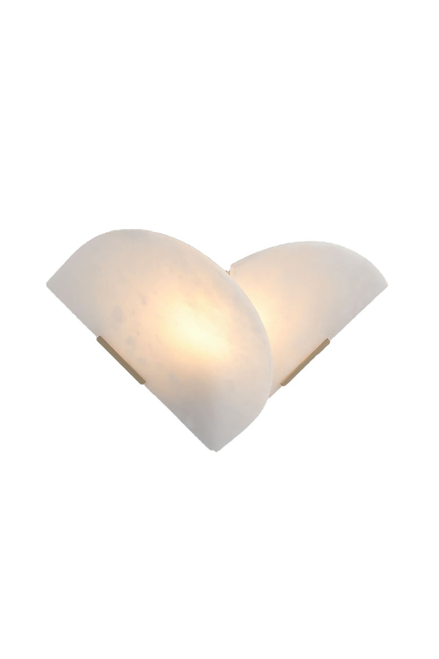 Hollis Angled Alabaster Wall Lamp | Natural Alabaster and Metal | Front full view on a pure white background, illuminated | Samu Lamp