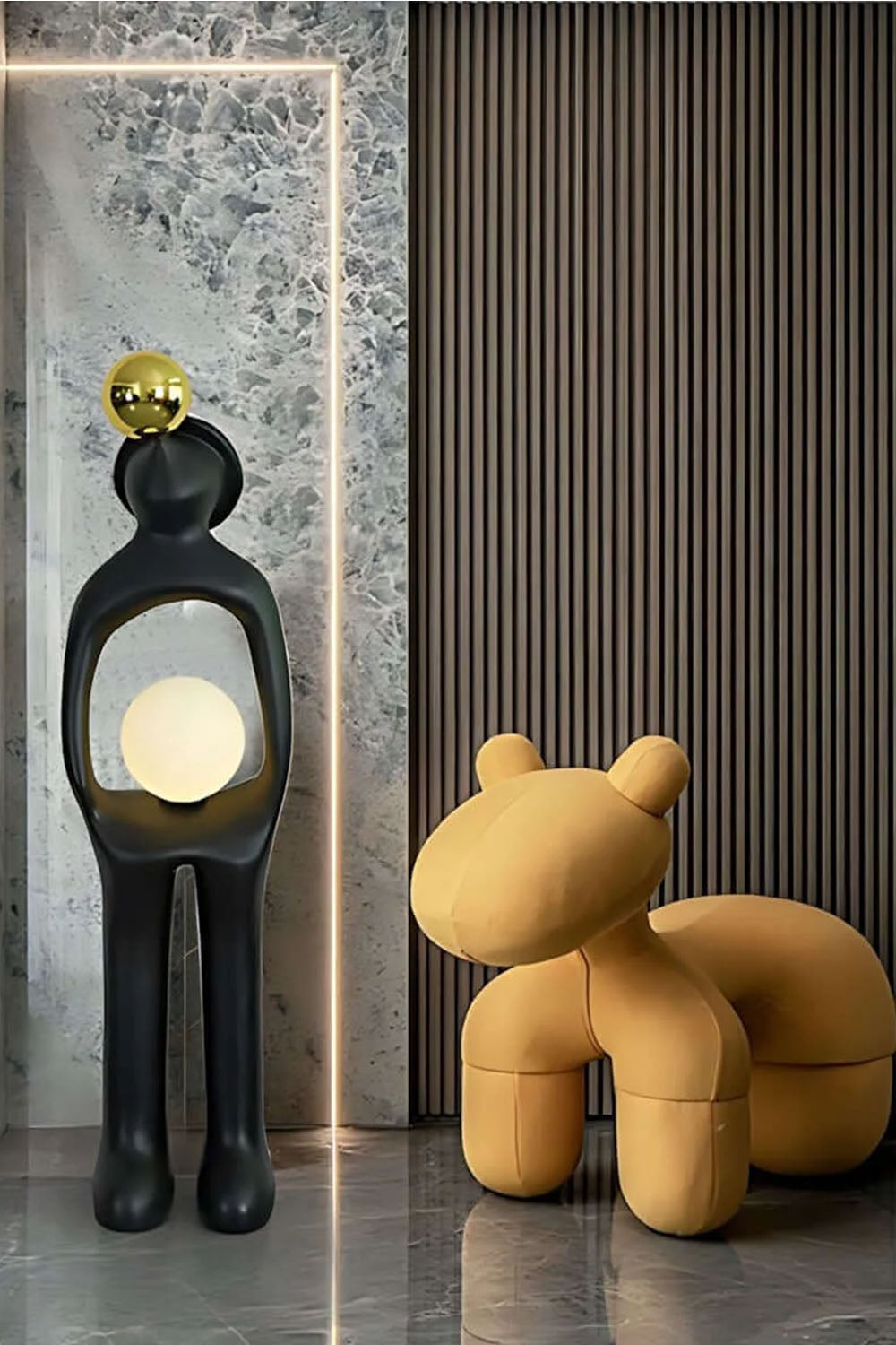 Hollow Human Sculpture Floor Lamp