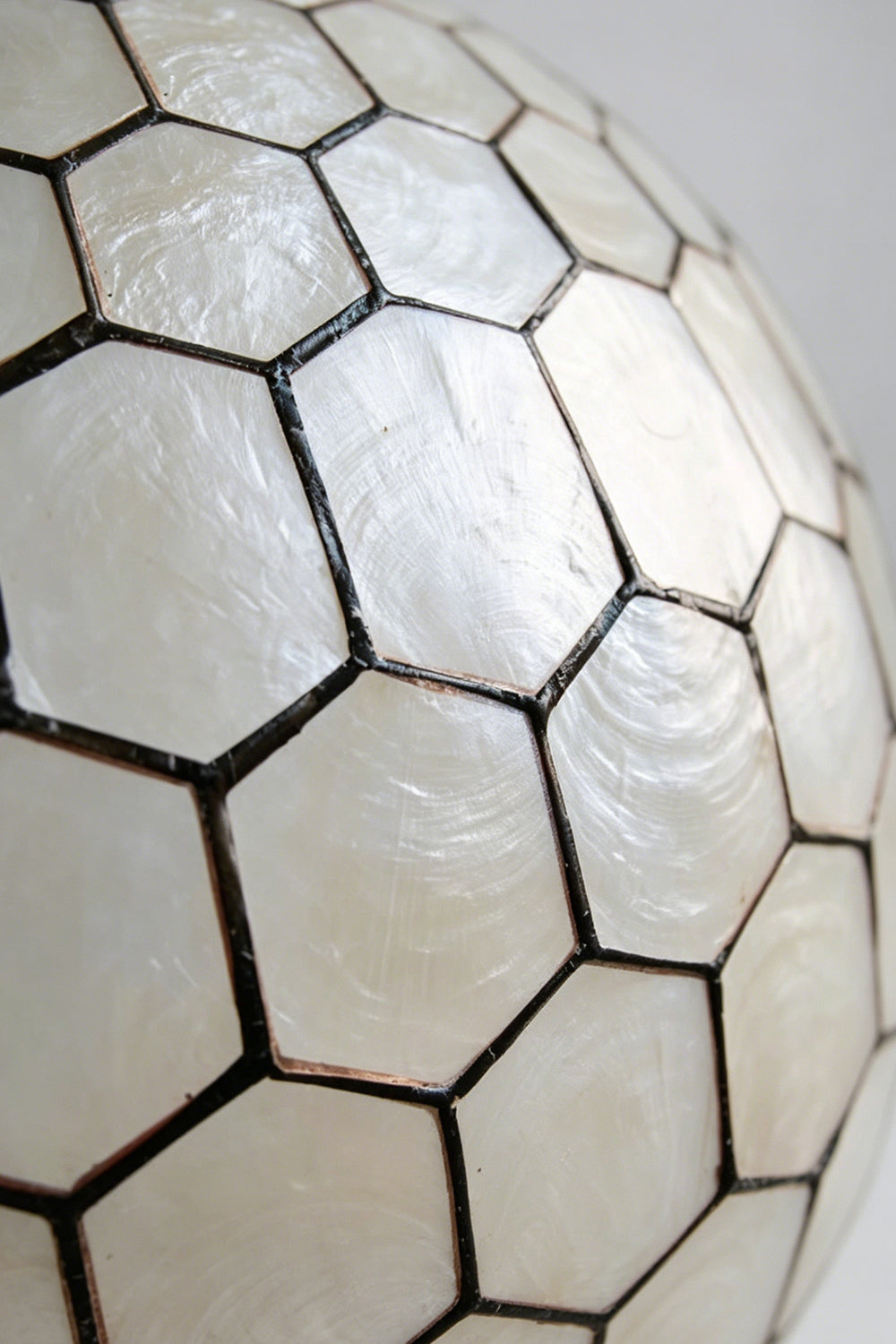 Honeycomb Shell Orb Pendant |Iron detail | Samu Lamp